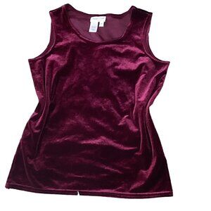 Coldwater Creek Tank Top/Cami/Shell Burgundy Red Stretch Velvet XS #264D